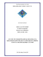 Các yếu tố Ảnh hưởng Đến sự hài lòng của khách hàng Đối với chất lượngdịch vụ phòng gym của trường Đại học cần thơ