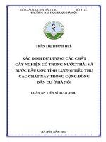 Xác định dư lượng các chất gây nghiện có trong nước thải và bước đầu ước tính lượng tiêu thụ các chất này trong cộng đồng dân cư ở Hà Nội