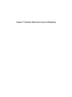Chapter 17 questions behavioural aspects of budgeting