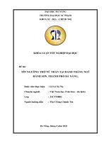 Tín ngưỡng thờ nữ thần tại danh thắng ngũ hành sơn, thành phố Đà nẵng