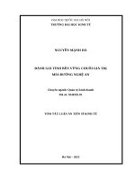 ĐÁNH GIÁ TÍNH BỀN VỮNG CHUỖI GIÁ TRỊ MÍA ĐƯỜNG NGHỆ AN
