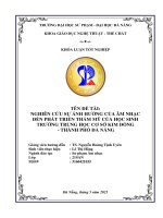 Nghiên cứu sự Ảnh hưởng của Âm nhạc Đến phát triển thẩm mĩ của học sinh trường trung học cơ sở kim Đồng   thành phố Đà nẵng