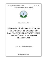Đoàn minh sang tổng hợp và Đánh giá tác dụng kháng ung thư của một số dẫn chất n hydroxyacrylamid mới hướng Ức chế histon deacetylase
