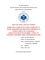 KHẢO SÁT VÀ ĐỀ XUẤT CÔNG NGHỆ XỬ LÝ NƯỚC THẢI ĐỐI VỚI NHÀ MÁY CHẾ BIẾN VÀ RANG CHIÊN CÁC LOẠI HẠT, CÔNG SUẤT 80 M3/NGÀY.ĐÊM – CÔNG TY CỔ PHẦN CHẾ BIẾN THỰC PHẨM HOÀNG SƠN