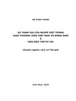 Sự tham gia của người việt trong giao thương giữa Việt Nam và Đông Nam Á nửa đầu thế kỷ xix