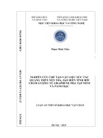 NGHIÊN CỨU CHẾ TẠO VẬT LIỆU XÚC TÁC QUANG TRÊN NỀN TiO2, ZnO BIẾN TÍNH BỞI CHẤM LƯỢNG TỬ GRAPHENE PHA TẠP NITƠ VÀ NANO BẠC