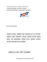 ĐỒ ÁN TỐT NGHIỆP - TÍNH TOÁN THIẾT KẾ HỆ THỐNG XỬ LÝ NƯỚC THẢI CHĂN NUÔI TÂY NINH CÔNG SUẤT 650M3/NGÀY.ĐÊM