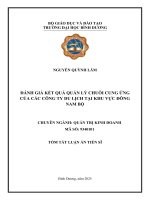 Tóm Tắt: Đánh giá kết quả quản lý chuỗi cung ứng của các công ty du lịch tại khu vực Đông Nam Bộ