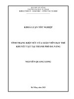 Tình trạng kiệt sức của giáo viên dạy trẻ khuyết tật tại thành phố Đà nẵng
