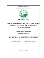 Giải pháp phát triển hợp tác xã nông nghiệp trên Địa bàn thành phố thái nguyên, tỉnh thái nguyên