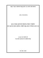 QUAN HỆ LỢI ÍCH TRONG PHÁT TRIỂN DU LỊCH CỘNG ĐỒNG TRÊN ĐỊA BÀN TỈNH LÀO CAI