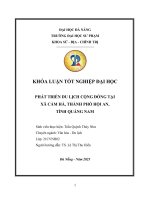 Phát triển du lịch cộng Đồng tại xã cẩm hà, thành phố hội an, tỉnh quảng nam