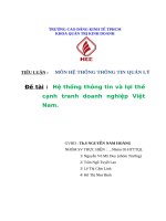 Tiểu luận  môn hệ thống thông tin quản lý Đề tài  hệ thống thông tin và lợi thế cạnh tranh doanh nghiệp việt nam