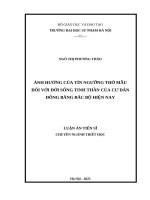 Ảnh hưởng của tín ngưỡng thờ Mẫu đối với đời sống tinh thần của cư dân Đồng bằng Bắc Bộ hiện nay