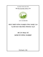 Phát triển nông nghiệp công nghệ cao tại huyện chợ mới, tỉnh bắc kạn