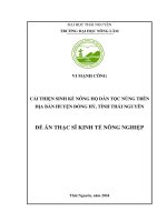 Cải thiện sinh kế nông hộ dân tộc nùng trên Địa bàn huyện Đồng hỷ, tỉnh thái nguyên