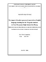 Luận văn the impact of teacher generated materials on english language teaching for the 7th grade students in tran phu junior high school hai phong
