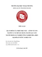 Tiểu luận quan Điểm của triết học mác lênin về con người và vấn Đề xây dựng nguồn lực con người trong sự nghiệp công nghiệp hóa, hiện Đại hóa Ở nước ta hiện nay