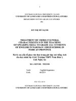 Luận văn treatment of cross cultural characteristics in the teaching of speaking to grade 12a1 students of english in nam dan 1 high school in nghe an province