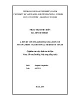 Luận văn a study on english translation of vietnamese traditional medicine texts