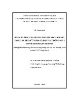 Luận văn difficulties in learning english vocabulary faced by the 10th from students at Đông sơn 1 upper secondary school