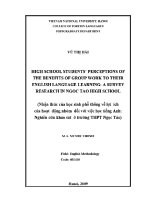 Luận văn high school students' perceptions of the benefits of the group work to their english language learning