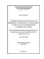 Luận văn unmarked plural nouns in english and theis difficulties for the 1st year students at the faculty of tourism honoi university of culture