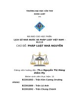Bài báo cáo học phần lịch sử nhà nước và pháp luật việt nam – kl113 chủ Đề pháp luật nhà nguyễn