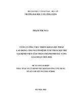 Tăng cường việc triển khai liệu pháp lao Động cho người bệnh tâm thần nội trú tại bệnh viện tâm thần thành phố Đà nẵng giai Đoạn 2025 2026