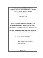Luận văn effectiveness of authentic materials on extensive reading in developing students’ vocabulary in namdinh college of education