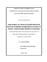 Luận văn using journals as a means of teacher’s reflection on action to enhance teaching quality at faculty of english hanoi national university of education