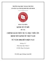 Chính sách tiền tệ và mục tiêu Ổn Định nền kinh tế việt nam từ năm 2006 Đến hiện nay