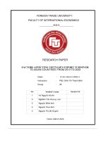 Research paper factors affecting vietnam’s export turnover to asian countries from 2013 to 2022