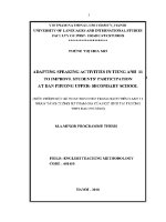 Luận văn adapting speaking activities in tieng anh 11 to improve students' participation at dan phuong upper secondary school