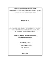 Luận văn an analysis of english vietnamese translation of the terminologies in electronics and electrical engineering texts