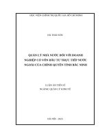 Quản lý nhà nước đối với doanh nghiệp có vốn đầu tư trực tiếp nước ngoài của chính quyền tỉnh Bắc Ninh