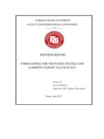 Midterm report forecasting for vietnam's textile and garment export value in 2023