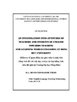 Luận văn an investigation into attitudes of teachers and students of english towards teaching and learning world englishes at hong duc university