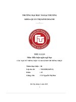 Tiểu luận môn dẫn luận ngôn ngữ học cấu tạo từ tiếng việt và so sánh với tiếng nhật
