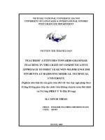Luận văn teachers' attitudes towards grammar teaching in the light of communicative approach to first year non major english student at haiduong medical technical university