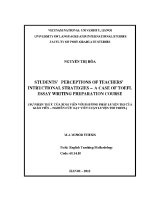 Luận văn students’ perceptions of teachers’ instructional strategies a case of toefl essay writing preparation course