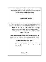 Luận văn factors demotivating students to participate in english speaking lessons at viet hung industrial university istic