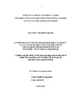 Luận văn a contrastive study on grammatical subject as a clause element in english and in vietnamese from perspective of systemic functional grammar