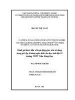 Luận văn an initial evaluation of the activities teachers use for teaching listening skill for 10th form students at tran hung dao high school