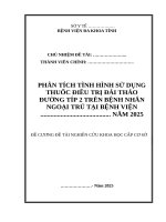 Phân tích tình hình sử dụng thuốc điều trị đái tháo đường típ 2 trên bệnh nhân ngoại trú tại Bệnh viện Đa khoa tỉnh
