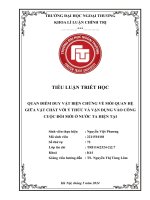 Tiểu luận quan Điểm duy vật biện chứng về mối quan hệ  giữa vật chất và Ý thức và vận dụng vào công cuộc Đổi mới  Ở nước ta hiện nay