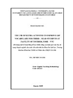 Luận văn sử dụng một số hoạt Động bổ trợ nhằm nâng cao hiệu quả việc học từ vựng chuyên ngành cho sinh viên năm thứ ba khoa du lịch học trường Đại học khoa học xã hội và nhân văn Đhqg hà nội