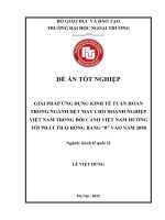 Giải pháp Ứng dụng kinh tế tuần hoàn trong ngành dệt may cho doanh nghiệp việt nam trong bối cảnh việt nam hướng tới phát thải ròng bằng “0” vào năm 2050