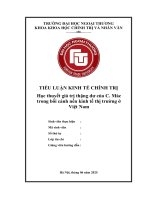 Tiểu luận kinh tế chính trị học thuyết giá trị thặng dư của c máctrong bối cảnh nền kinh tế thị trường Ở việt nam