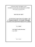 Luận văn an investigation into teachers’ and 6th form students’ attitudes towards learning english with foreign teachers